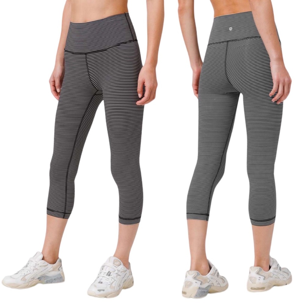 LULULEMON Wunder Under Crop Luxtreme High-Rise 21" In Hype Stripe Black White